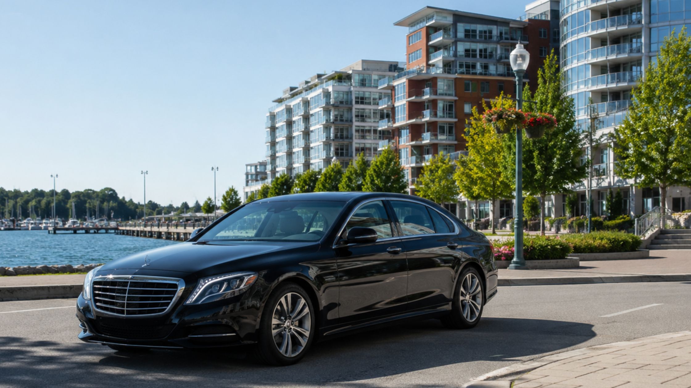 Simcoe County Limousine Services black luxury sedan for private transportation